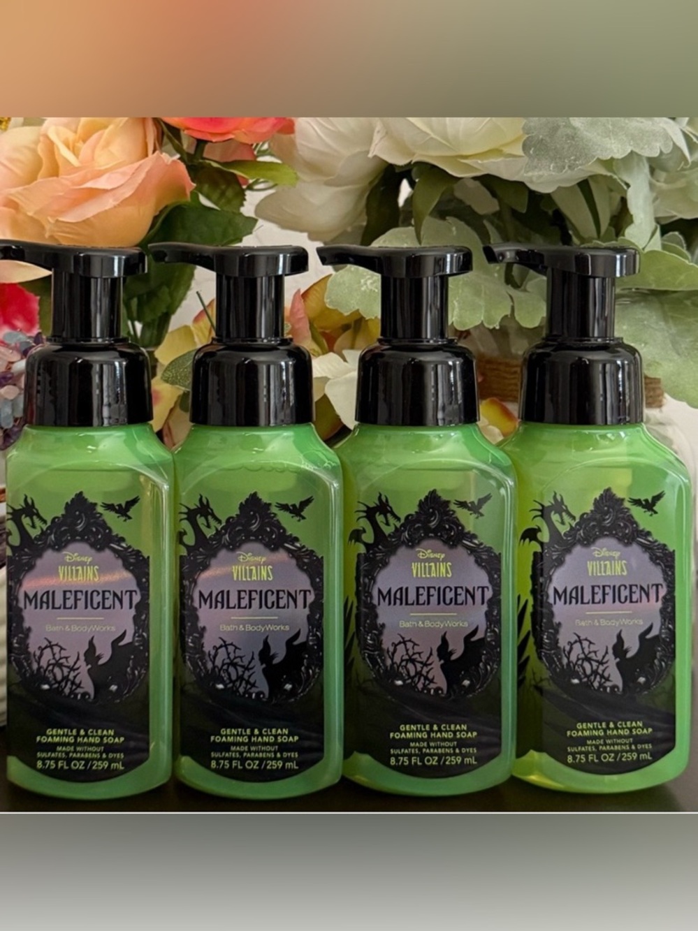 🆕👸🏻 BATH & BODY WORKS “MALEFICENT“ 4-PIECE FOAMING HAND SOAP COLLECTION. NEW!